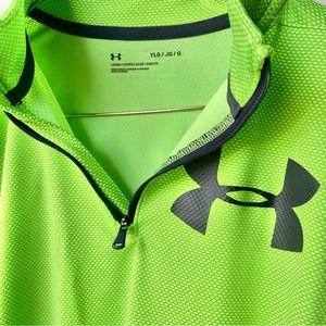 Under Armour Quarter Zip Pullover Bright Neon Green Lime Green Black Logo